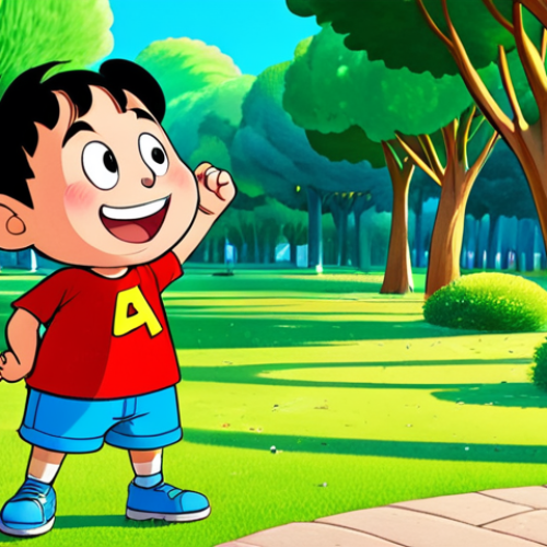 An iconic animated character, reminiscent of Crayon Shin-chan, depicted as a mischievous and playful young boy in a dynamic, humorous pose. He is fully clothed in a vibrant, casual outfit consisting of a bright t-shirt and shorts, appropriate attire for a child. His face shows a wide, cheeky grin with sparkling eyes, reflecting his unique, irreverent humor. The setting is a bright, colorful, and clean cartoon environment, like a stylized living room or a cheerful park, creating a whimsical and fun atmosphere. The image should be in a professional cartoon animation style, featuring high quality, vibrant colors, clean lines, and cel-shaded rendering. This image is safe for work, appropriate content, fully clothed, and family-friendly, ensuring perfect anatomy, correct proportions, natural pose, well-formed hands, proper finger count, and natural body proportions, presented as professional digital art with high resolution.