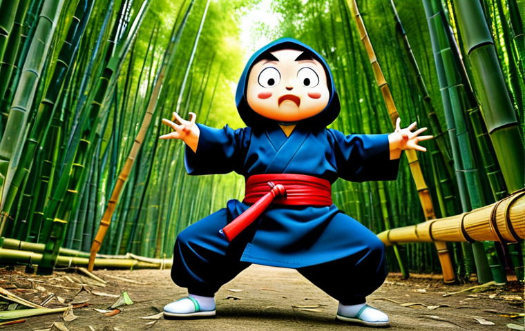 **

"Shin Chan in a playful ninja pose, wearing a fully clothed, child-sized ninja outfit in a vibrant bamboo forest setting, appropriate attire, safe for work, perfect anatomy, natural proportions, family-friendly illustration, anime style."

**