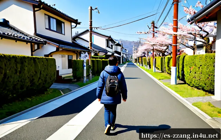 짱구의 일본 내 성지순례 장소 - Photorealistic morning view of a quiet suburban street in Kasukabe, Japan, recognized as a real-life...